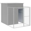 Dog House with Run Light Gray 65"x259.4"x71.3" Galvanized Steel