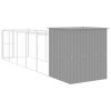 Dog House with Run Light Gray 65"x259.4"x71.3" Galvanized Steel