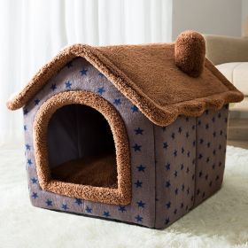 Dog Autumn And Winter Pet Cat Sponge Nest Teddy Closed (Option: Coffee Cottage-L)