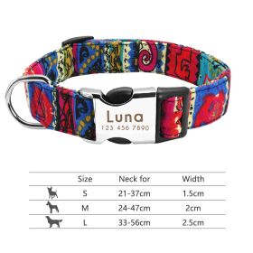 Adjustable Nylon Dog Collar Personalized Dogs Cat ID (Option: 013Rose-M)