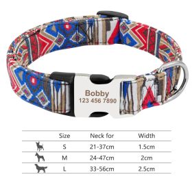 Adjustable Nylon Dog Collar Personalized Dogs Cat ID (Option: 019DBlue-M)