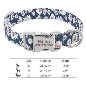 Adjustable Nylon Dog Collar Personalized Dogs Cat ID (Option: 217H5-M)