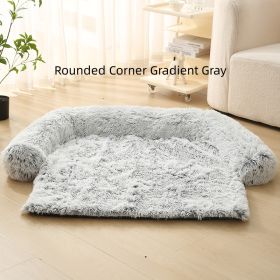 Pet Dog Plush Winter Warm Sofa Cushion (Option: Rounded Corner Gradient Gray-L)