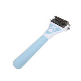 Dog Brush Pet Hair Remover Double Sided Open Knot Comb (Color: Blue)