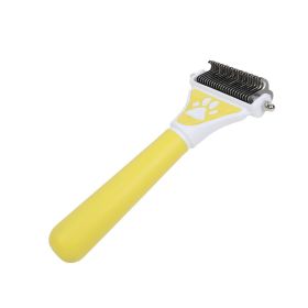 Dog Brush Pet Hair Remover Double Sided Open Knot Comb (Color: Yellow)