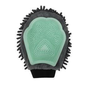 Pet Bathing Brush 2-in-1 Grooming Glove (Color: Green)