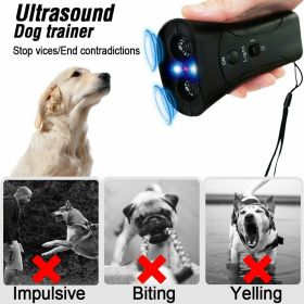 Ultrasonic Anti Dog Barking Trainer LED Light Gentle Chaser Petgentle Sonics (Color: Black)