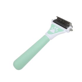 Dog Brush Pet Hair Remover Double Sided Open Knot Comb (Color: Green)