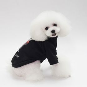 Dog Winter Pet Clothes Brushed Hoody (Option: Boxing Boy Sweater Black-S)