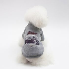 Dog Winter Pet Clothes Brushed Hoody (Option: Motorcycle Sweater Gray-M)