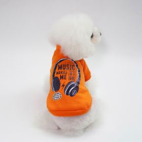 Dog Winter Pet Clothes Brushed Hoody (Option: Music Sweater Orange-M)