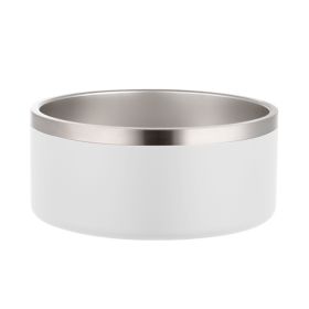 Stainless Steel Dog Bowl Inside And Outside 304 With Silica Gel Pad (Option: White-100oz)