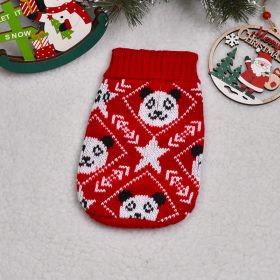 Autumn And Winter Puppy Thickened Pet Clothes Clothing (Option: Red Background Panda-No8)