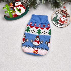 Autumn And Winter Puppy Thickened Pet Clothes Clothing (Option: Blue Snowman-No8)