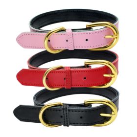 Genuine Leather Dog Collar; Wide Dog Collar; Soft Padded Breathable Adjustable Tactical Waterproof Pet Collar (Specification (L * W): L 51*2.5cm, colour: powder)