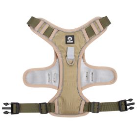 dog Harnesses; Cross border New Pet Towing Rope Vest Large Dog Chest Strap Reflective Explosion proof Flushing Dog Towing Rope (Specification (L * W): L, colour: Khaki)