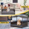 Outdoor Wicker Dog House with Weatherproof Roof