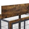 Furniture Style Dog Crate Side Table on Wheels with Double Doors and Lift Top