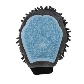 Pet Bathing Brush 2-in-1 Grooming Glove (Color: Blue)