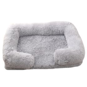 Doghouse Cathouse Plush Round Pet Bed (Option: M27 Light Gray-L Containing Inner Sleeve)