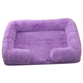 Plush Round Pet Bed Dog Bed Winter (Option: M27 Purple-XL Without Inner Sleeve)