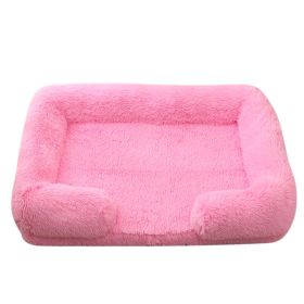 Plush Round Pet Bed Dog Bed Winter (Option: M27 Bright Pink-L No Inner Sleeve)