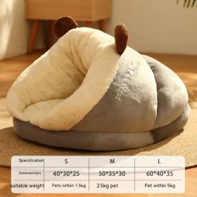 Warm Velvet Padded Thickened Small Dog Nest (Option: Gray Brown Bear-M)