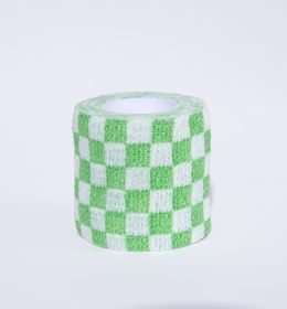 Printed Bandage Pet Out Anti-dirty Adhesive Bandage Non-woven Elastic Bandage (Option: Green And White Grid-50X45MM)