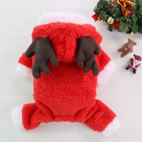 Autumn And Winter Christmas Four Legs Thick Fleece Warm Dog Coat (Option: Red Elk-S Back Length 25cm)