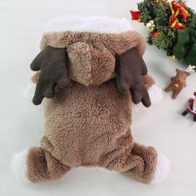 Autumn And Winter Christmas Four Legs Thick Fleece Warm Dog Coat (Option: Brown Elk-2XL Back Length 45cm)