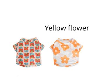 Summer Mesh Pet Sun Protection Clothing (Option: Yellow Floret-XL)