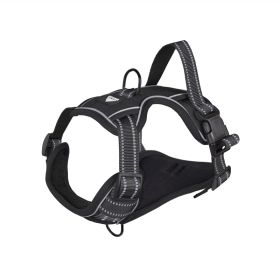 Pet Harness Reflective Commuter Chest Back Explosion-proof Hand Holding Rope Dog Leash (Option: Black-XL)