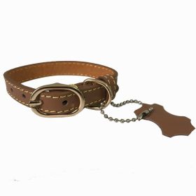 Pet Leather Collar Color Cowhide (Option: Brown-L)