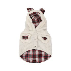 Winter Fleece-lined Pet Clothes (Option: White Red Plaid-FB)