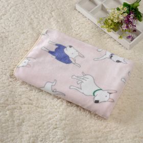 Dog Kennel Coral Fleece Blanket (Option: Bull Terrier Light Pink-150x200cm)